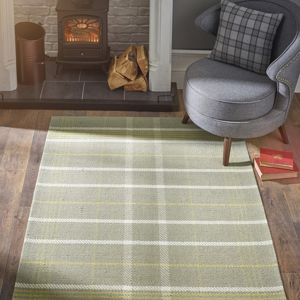 Modern Winnie Tartan Check Winnie Rugs in Ochre